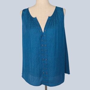 Jennifer Lopez Blue Sleeveless Blouse XL – Grommet Detail, Lightweight Top